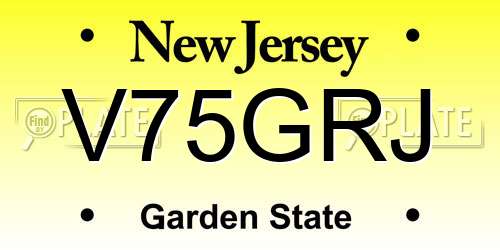 V75GRJ New Jersey License Plate