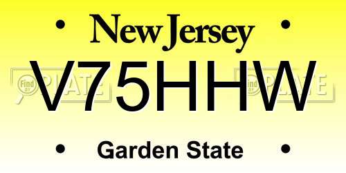 V75HHW New Jersey License Plate