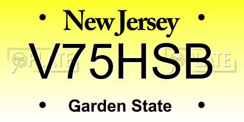 V75HSB New Jersey License Plate