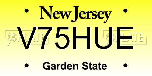 V75HUE New Jersey License Plate