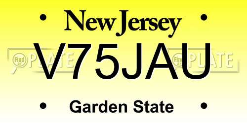 V75JAU New Jersey License Plate
