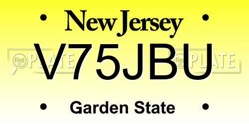 V75JBU New Jersey License Plate