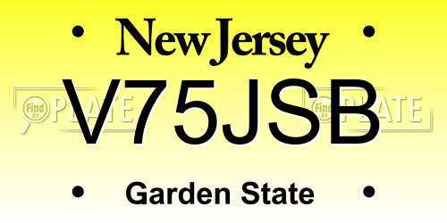 V75JSB New Jersey License Plate