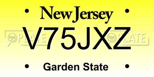 V75JXZ New Jersey License Plate