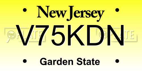 V75KDN New Jersey License Plate