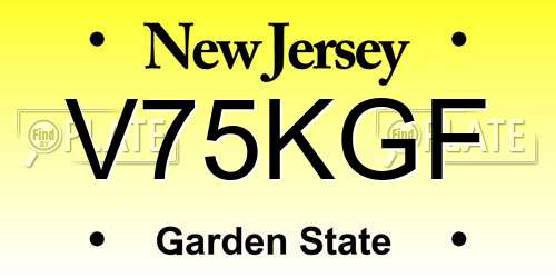 V75KGF New Jersey License Plate