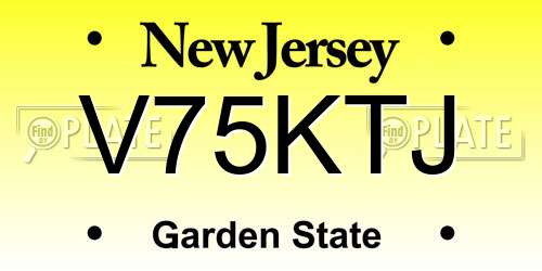 V75KTJ New Jersey License Plate