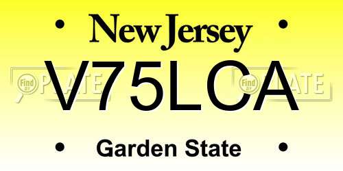 V75LCA New Jersey License Plate