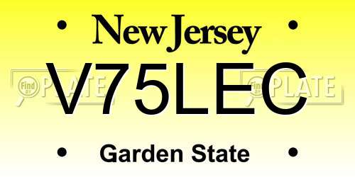 V75LEC New Jersey License Plate