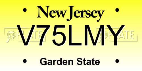 V75LMY New Jersey License Plate