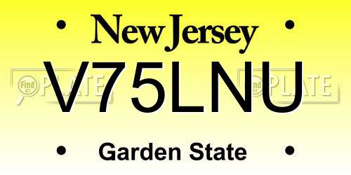 V75LNU New Jersey License Plate
