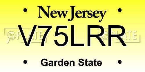 V75LRR New Jersey License Plate