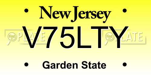 V75LTY New Jersey License Plate