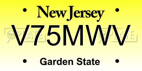 V75MWV New Jersey License Plate