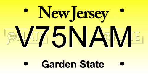 V75NAM New Jersey License Plate