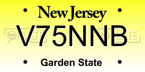 V75NNB New Jersey License Plate