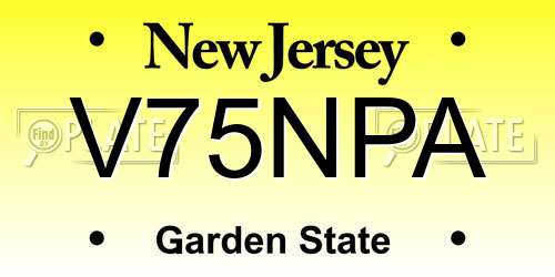V75NPA New Jersey License Plate