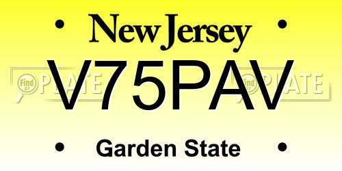 V75PAV New Jersey License Plate
