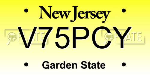 V75PCY New Jersey License Plate