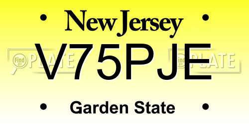 V75PJE New Jersey License Plate