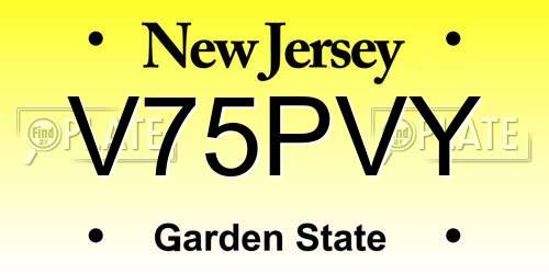 V75PVY New Jersey License Plate