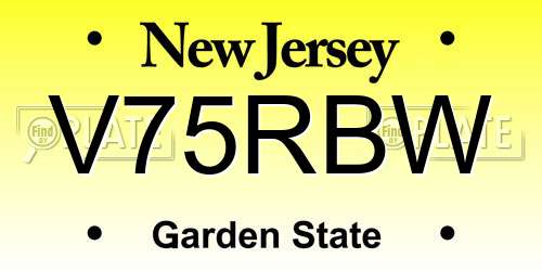 V75RBW New Jersey License Plate
