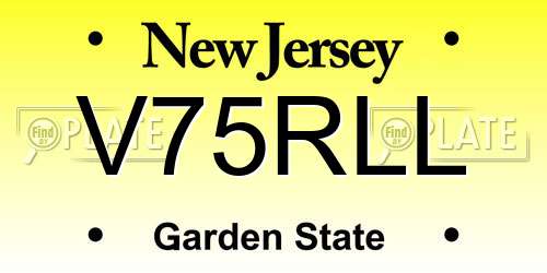 V75RLL New Jersey License Plate