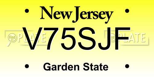 V75SJF New Jersey License Plate