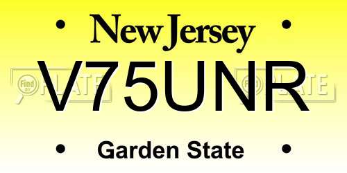 V75UNR New Jersey License Plate