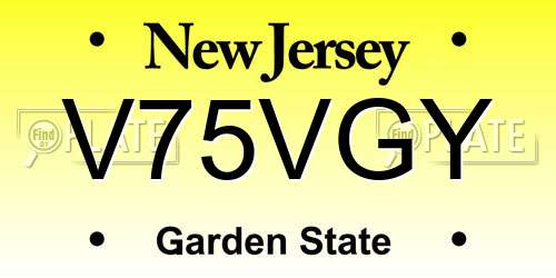 V75VGY New Jersey License Plate