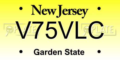 V75VLC New Jersey License Plate