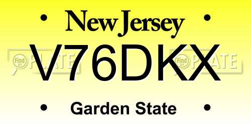 V76DKX New Jersey License Plate