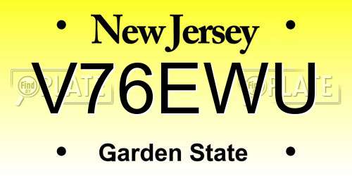V76EWU New Jersey License Plate