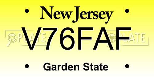 V76FAF New Jersey License Plate