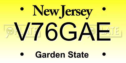 V76GAE New Jersey License Plate