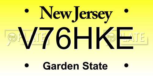 V76HKE New Jersey License Plate