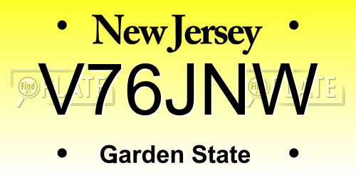 V76JNW New Jersey License Plate