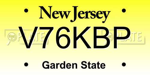 V76KBP New Jersey License Plate
