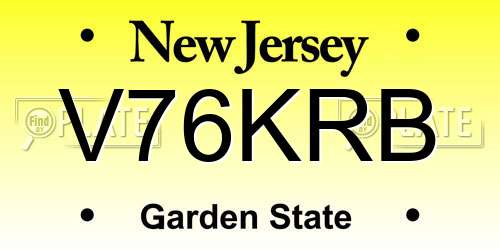 V76KRB New Jersey License Plate
