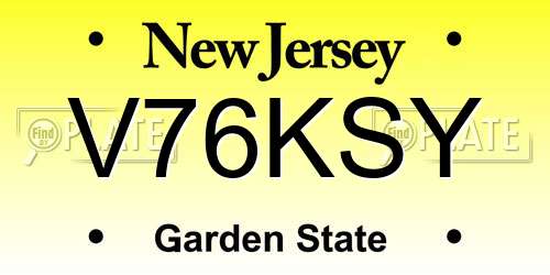V76KSY New Jersey License Plate