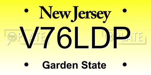 V76LDP New Jersey License Plate