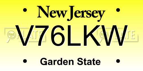 V76LKW New Jersey License Plate