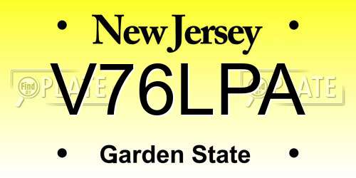 V76LPA New Jersey License Plate