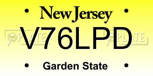 V76LPD New Jersey License Plate
