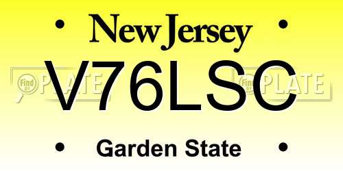 V76LSC New Jersey License Plate