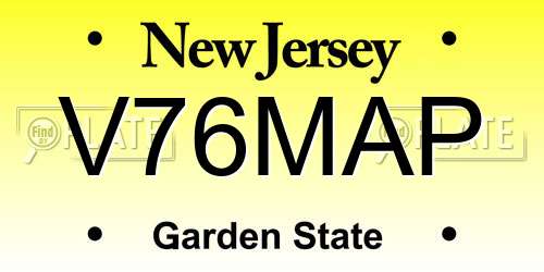 V76MAP New Jersey License Plate