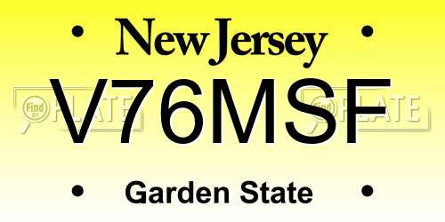 V76MSF New Jersey License Plate