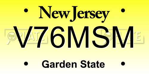 V76MSM New Jersey License Plate