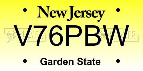V76PBW New Jersey License Plate