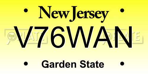V76WAN New Jersey License Plate